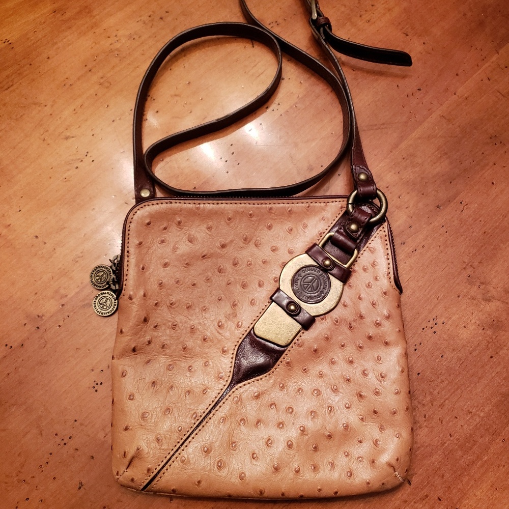 Donald J Pliner Ostrich Leather Crossbody Bag